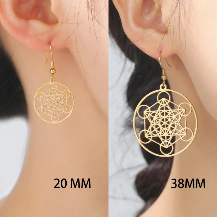 Skyrim Metatron Cube Dangle Earring for Women Stainless Steel Amulet Sacred Geometry Drop Earrings Spiritual Jewelry 2025 - Image 3