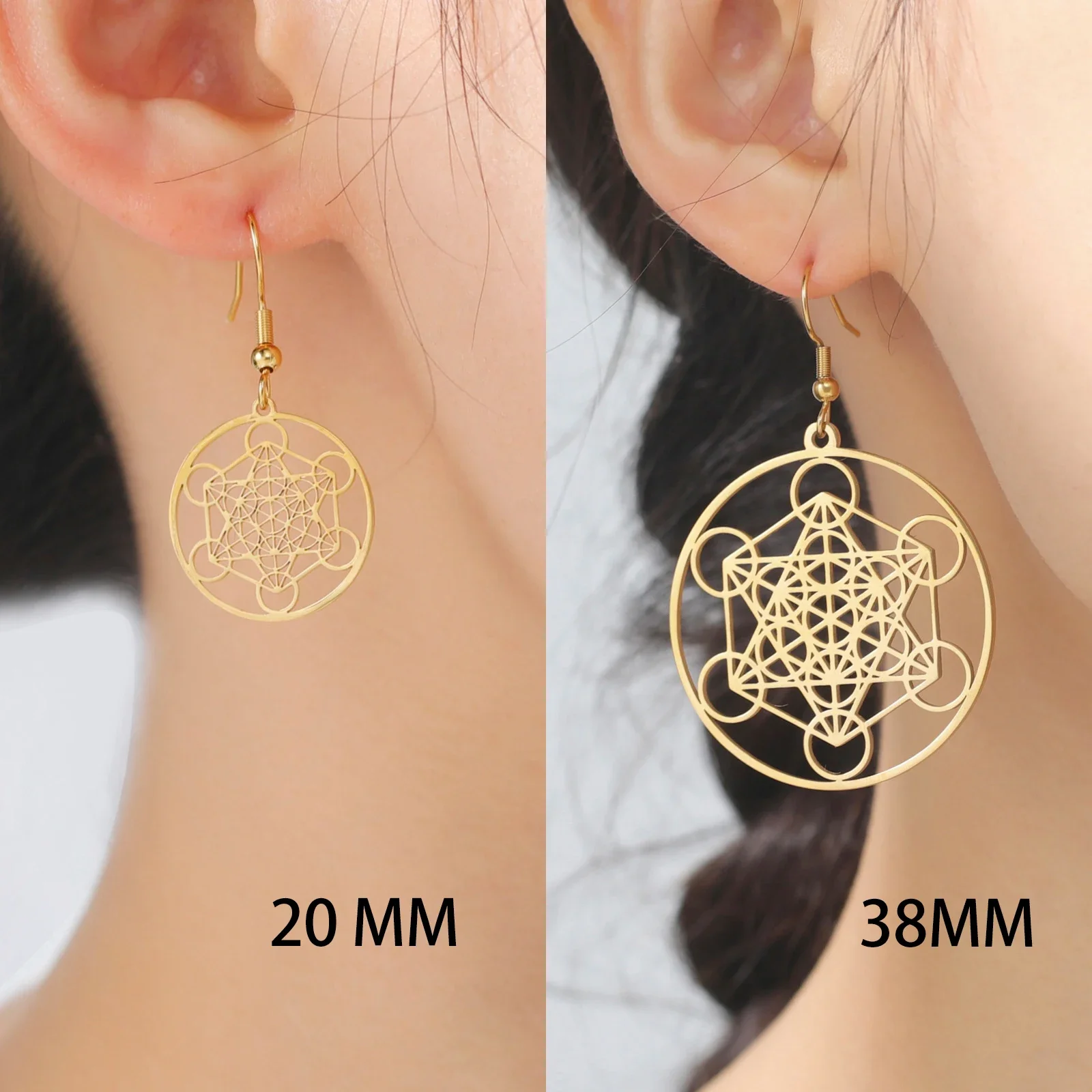 Skyrim Metatron Cube Dangle Earring for Women Stainless Steel Amulet Sacred Geometry Drop Earrings Spiritual Jewelry 2025 - Image 3