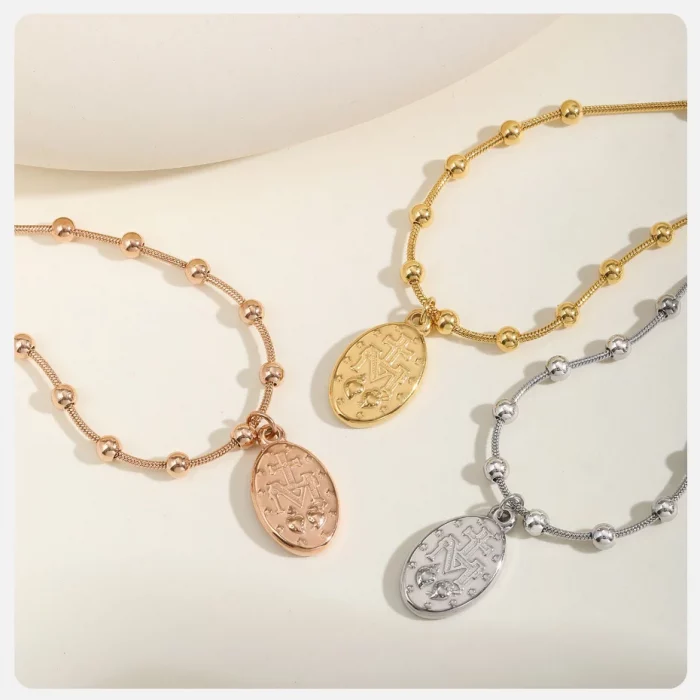 Gold Plated Stainless Steel Virgin Mary Bracelet - Image 11