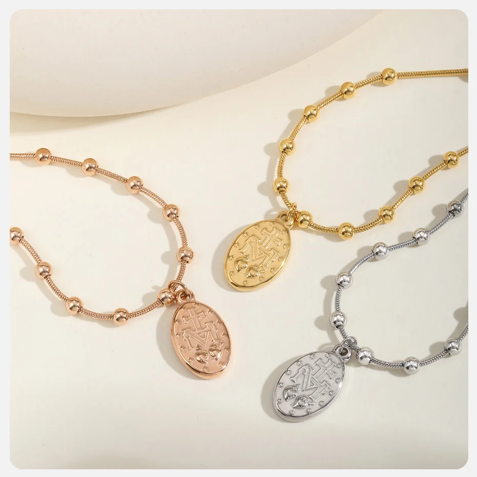 Gold Plated Stainless Steel Virgin Mary Bracelet - Image 11