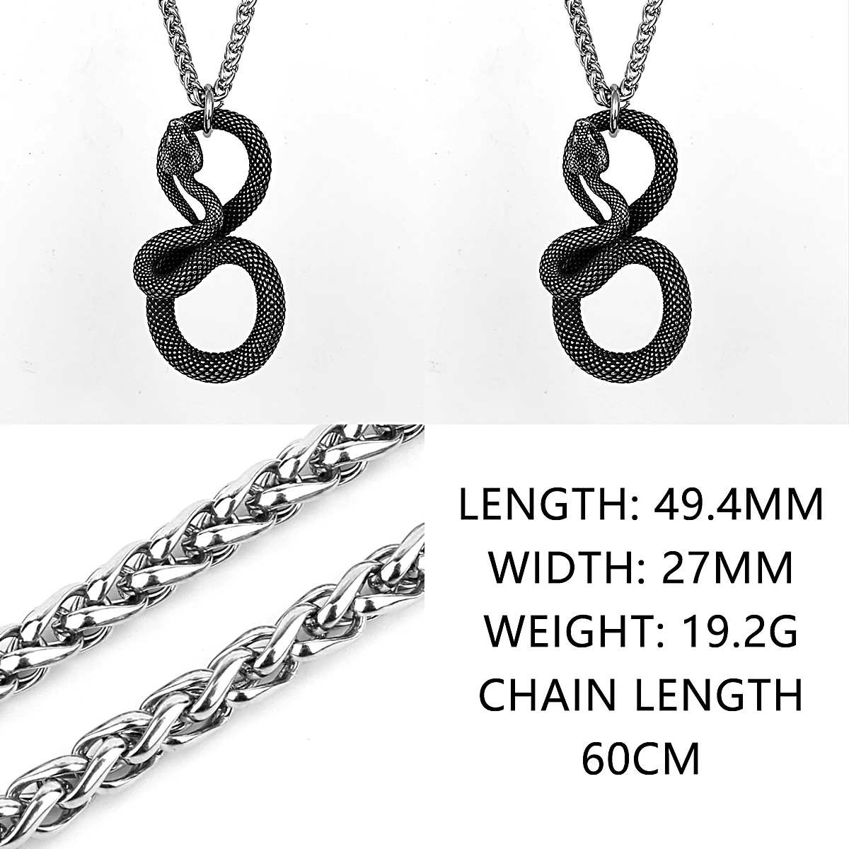 Gothic Serpent Pendant Necklace | Collar Colgante Gótico de Serpiente | Stainless Steel - Image 6