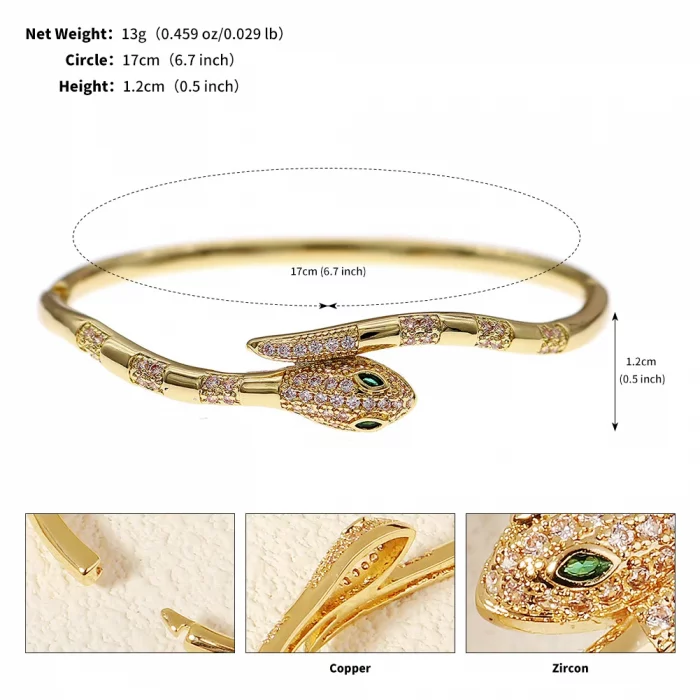 Golden Serpent Bangle | Brazalete Dorado Serpiente | Stainless Steel - Image 7