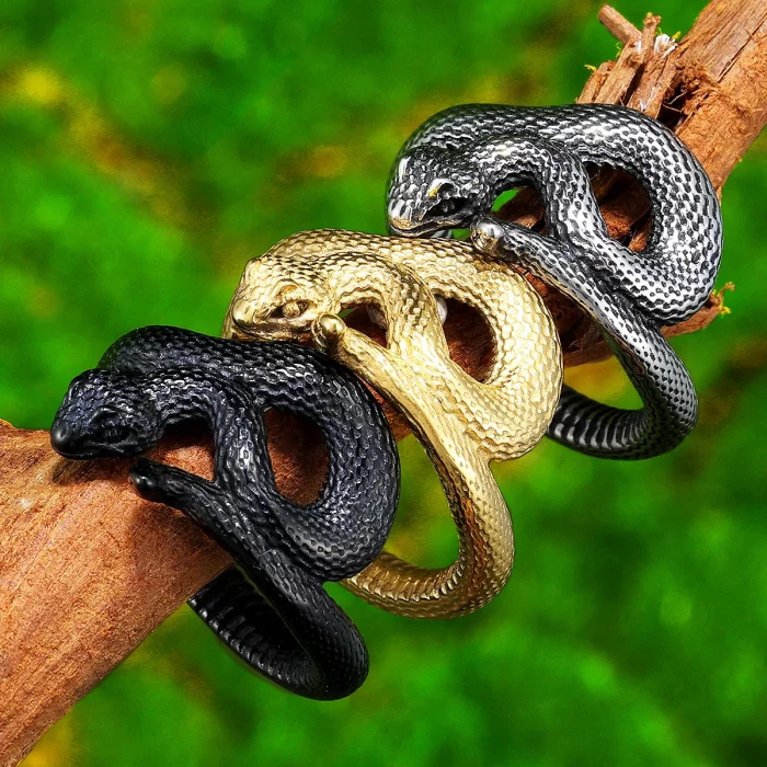 Snake Men Rings Stainless Steel