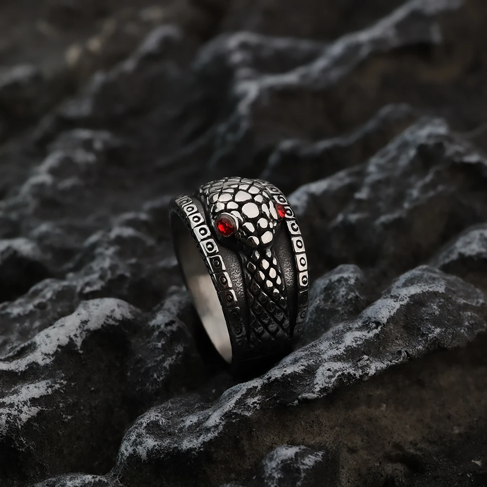 Snake head titanium steel ring jewelry stainless steel - Image 2