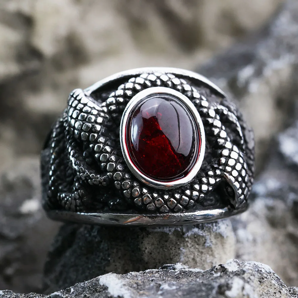 Double-Headed Snake Titanium Steel Ring - Image 4