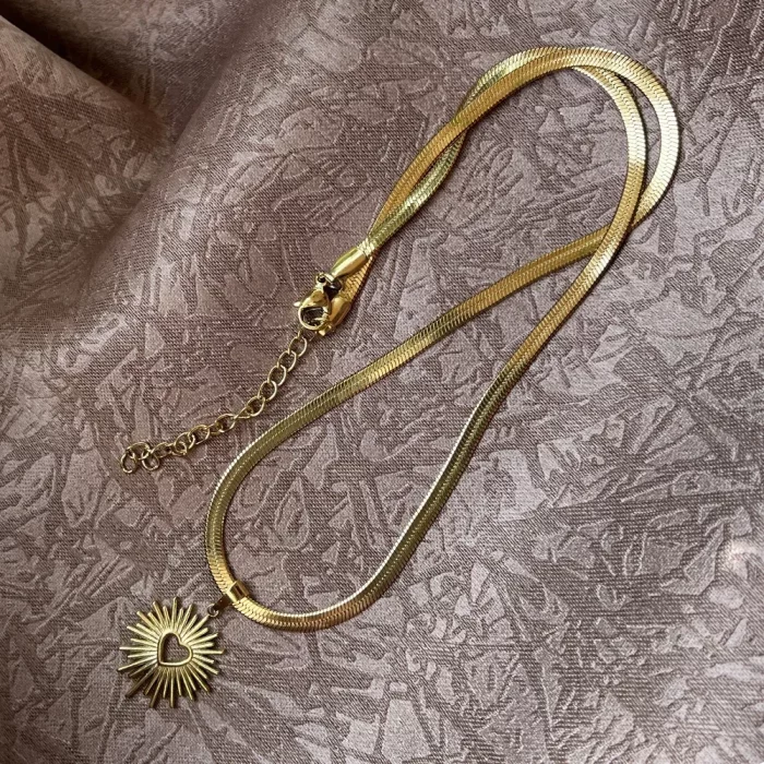 Snake Heart Pendant Necklace | Collar Colgante Corazón de Serpiente | Stainless Steel Gold & Silver - Image 4