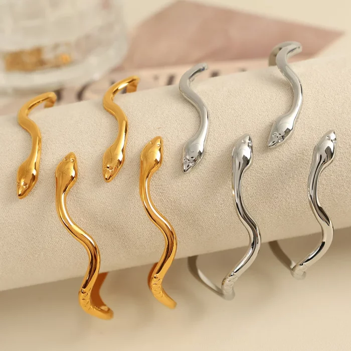 Serpent Power Bracelet | Pulsera Poder Serpiente | Gold & Silver Stainless Steel - Image 4