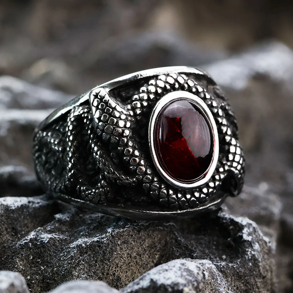 Double-Headed Snake Titanium Steel Ring - Image 3