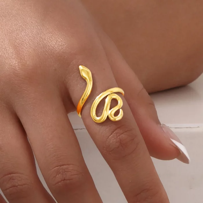 18k Gold plated Stainless Steel Serpent Coil Ring